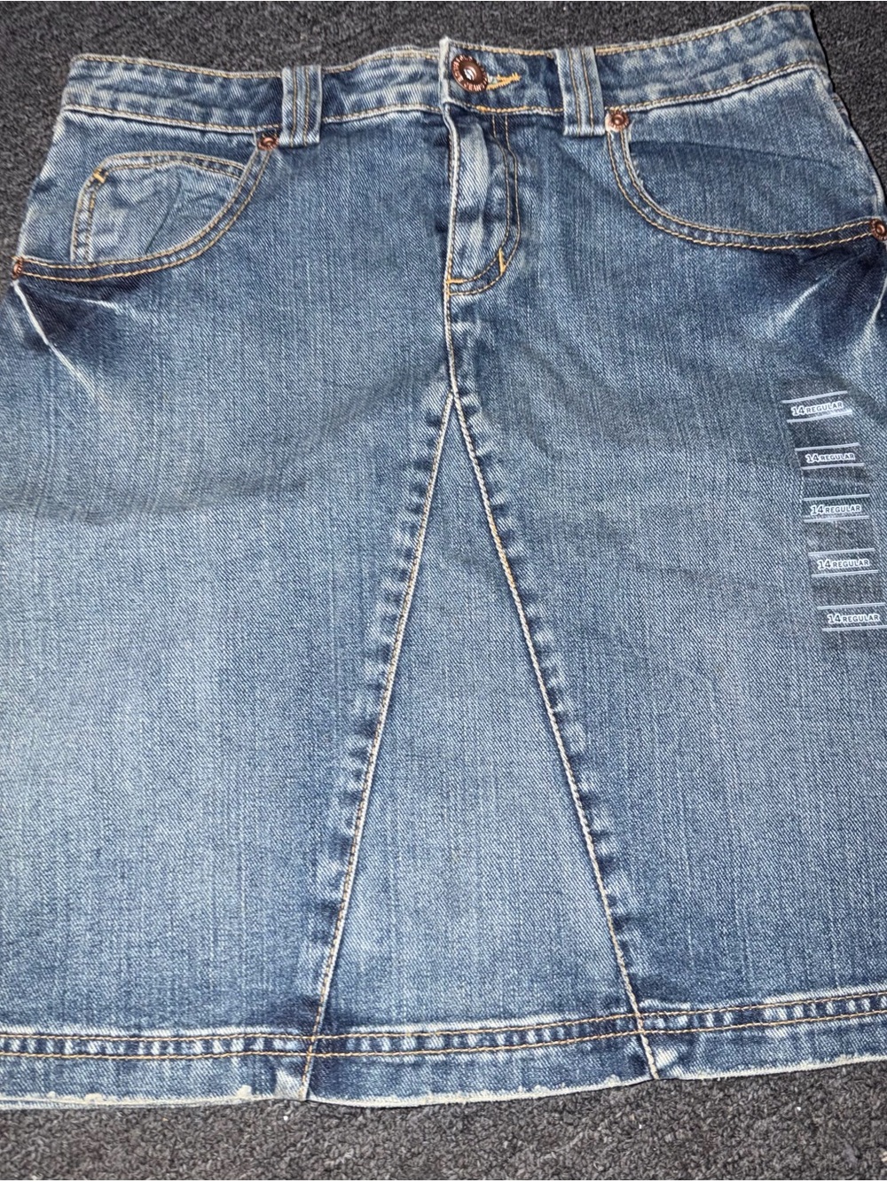 Old Navy Blue Denim Skirt with Contrast Topstitching